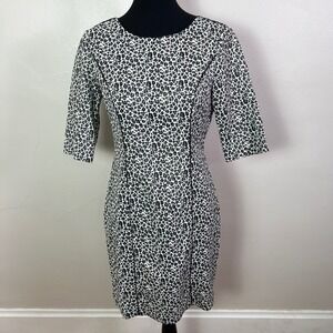 Banana Republic Leopard Print Sheath Dress Elbow Sleeve Business Casual Size 4